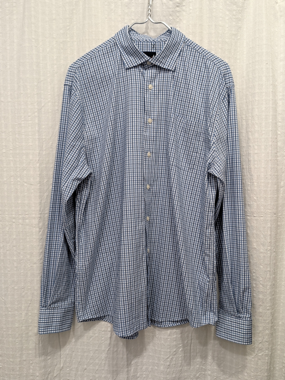 Johnnie-O Acadia Performance Shirt Mens Large Blue White Gingham JMWL7800 EUC